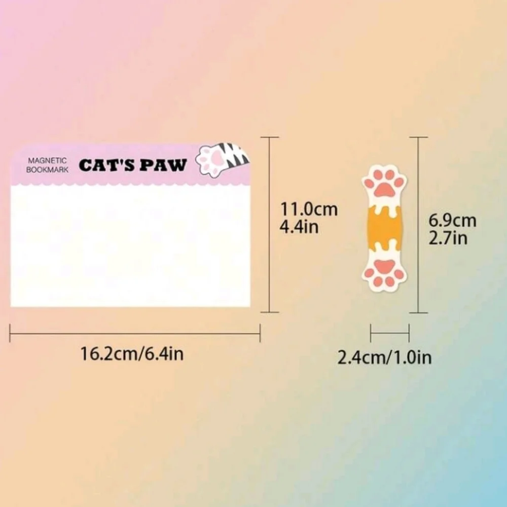 Cat Paws Magnetic Bookmark Set Of 5